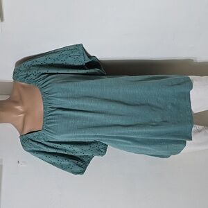 🆕️Style & Co Sage Brush Green Short Sleeve Pullover Blouse 3X